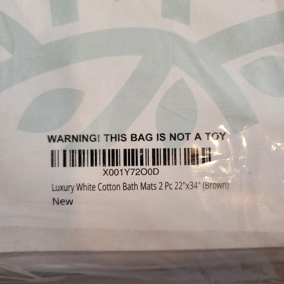 White Classic Collection Set of 2 Bath Matts 22x34 Brown - Picture 5 of 5